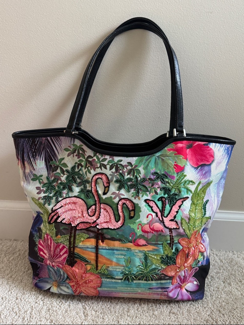Isabelle Fiore RARE Beaded flamingo bag